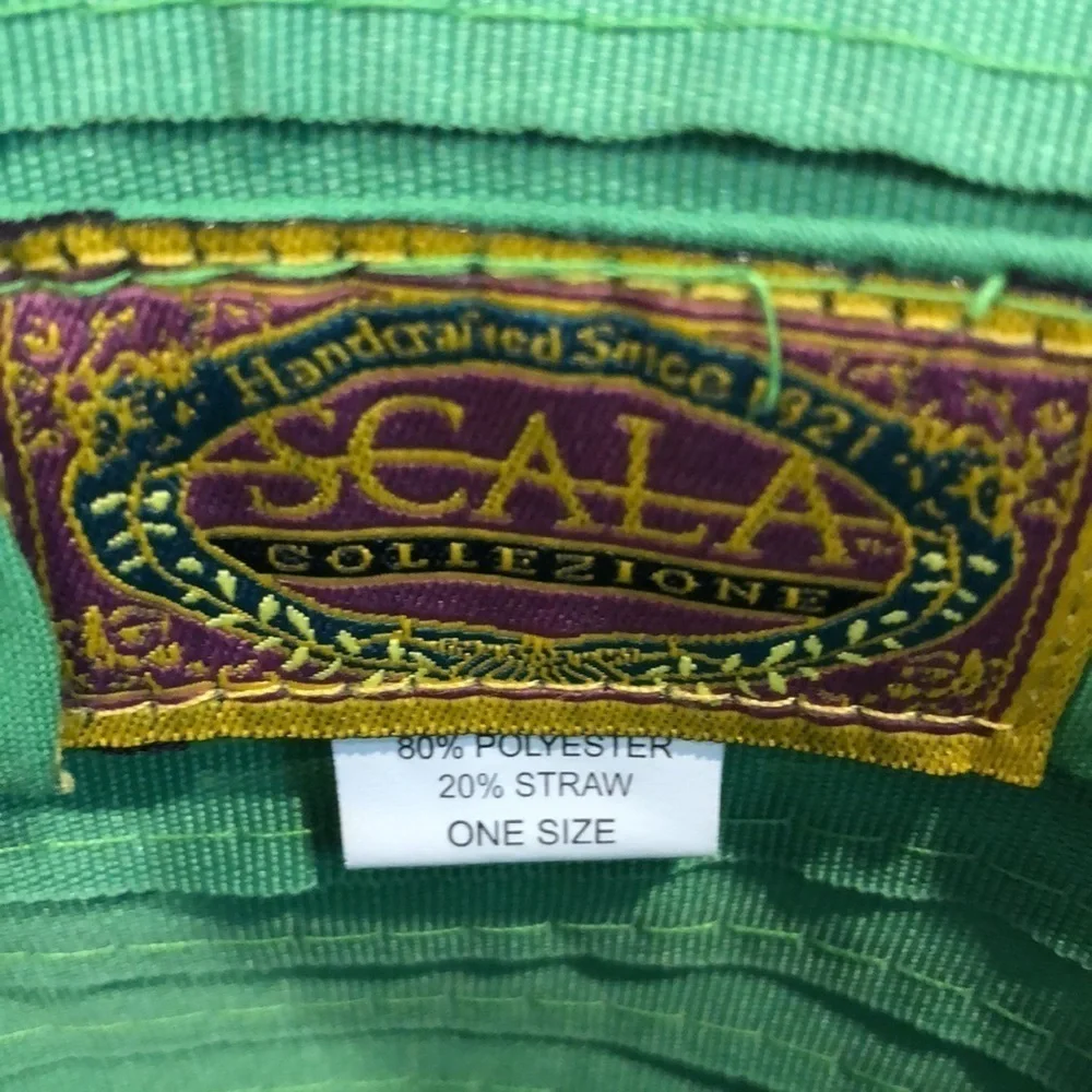 Scala Collection Green Straw Floppy Bucket Sun Hat
